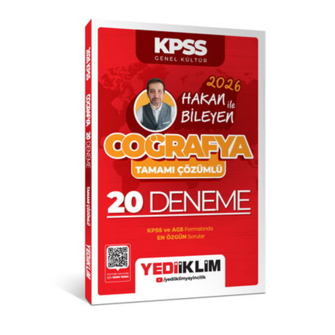 Yediiklim Yayınları 2026 KPSS Hakan Bileyen ile Coğrafya Tamamı Çözümlü 20 Deneme
