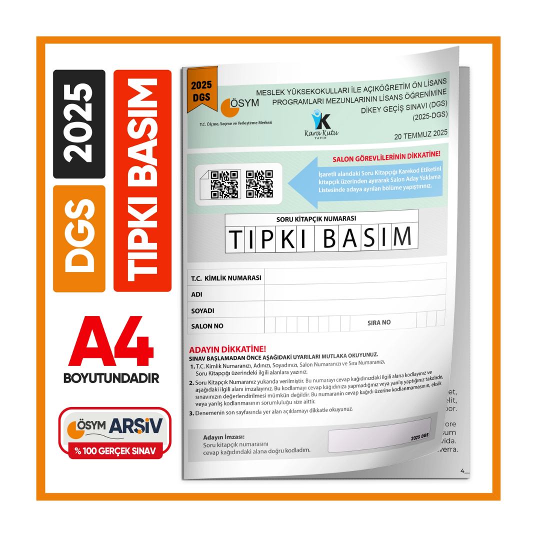2025 DGS Sayısal-Sözel ÖSYM Tıpkı Basım Çıkmış Soru Deneme Kitapçığı (Video Çözümlü Türkiye Geneli) İnformal Yayınları