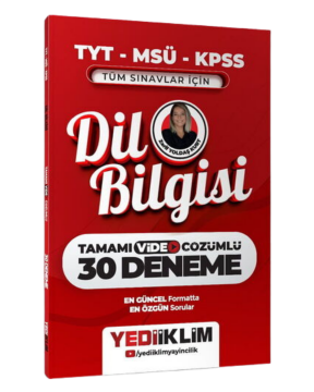 Yediiklim Yayınları 2027 TYT-MSÜ-KPSS Tüm Sınavlar için Dil Bilgisi Tamamı Video Çözümlü 30 Deneme