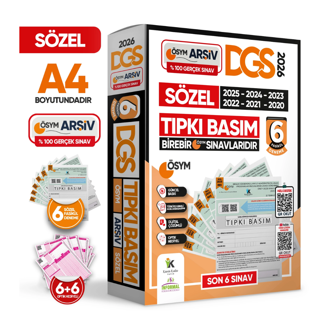 2026 DGS SÖZEL (SÖZ) ÖSYM Çıkmış Soru Tıpkı Basım 6lı Deneme Kitapçığı Türkiye Geneli Çözümlü İnformal Yayınları