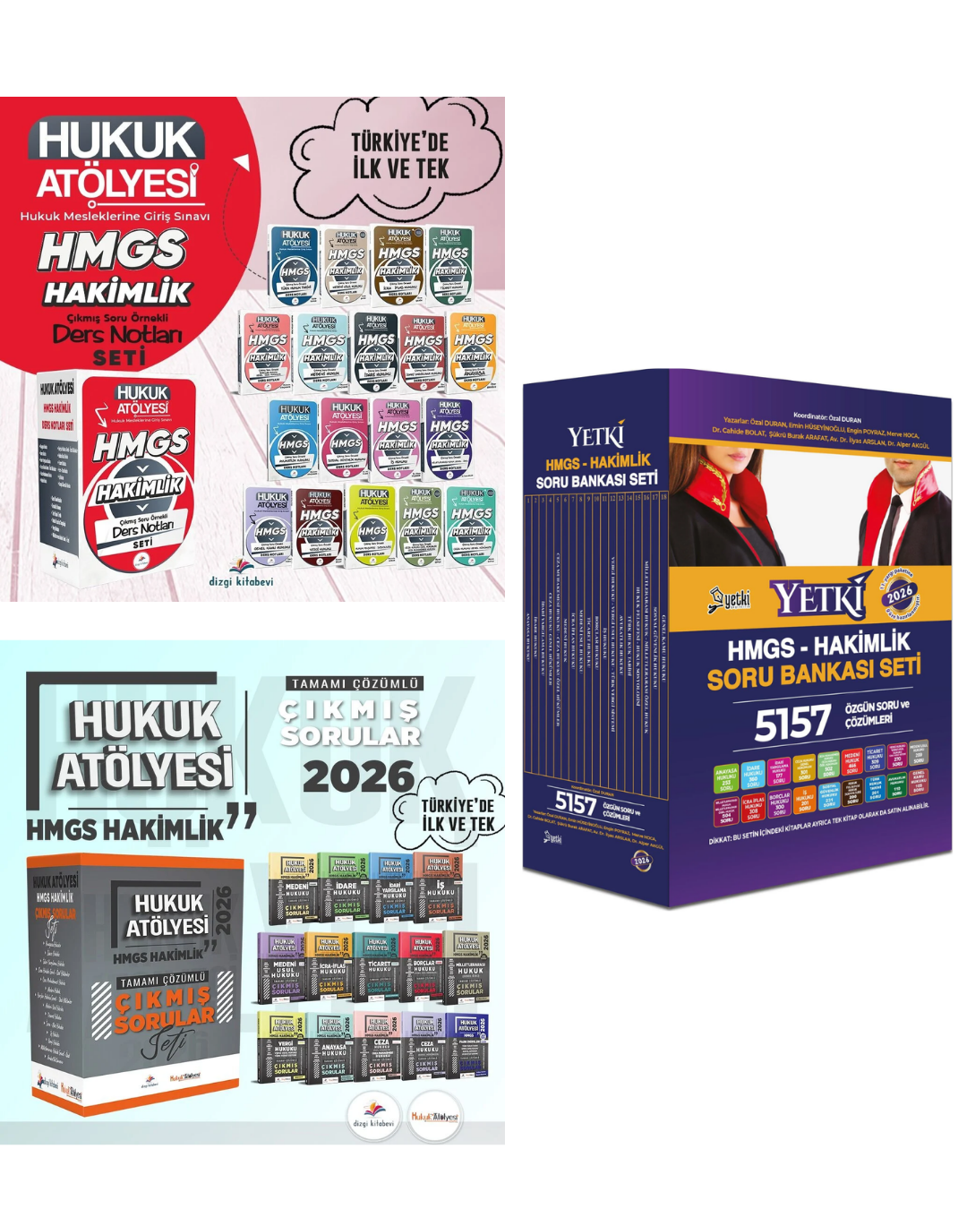 Dizgi Kitap 2026 HMGS Hakimlik Çıkmış Soru Örnekli Ders Notları Seti & HMGS Hakimlik Çıkmış Sorular Seti & Hmgs ve Hakimlik Soru Bankası Seti Yetki Yayınları 3'lü Set