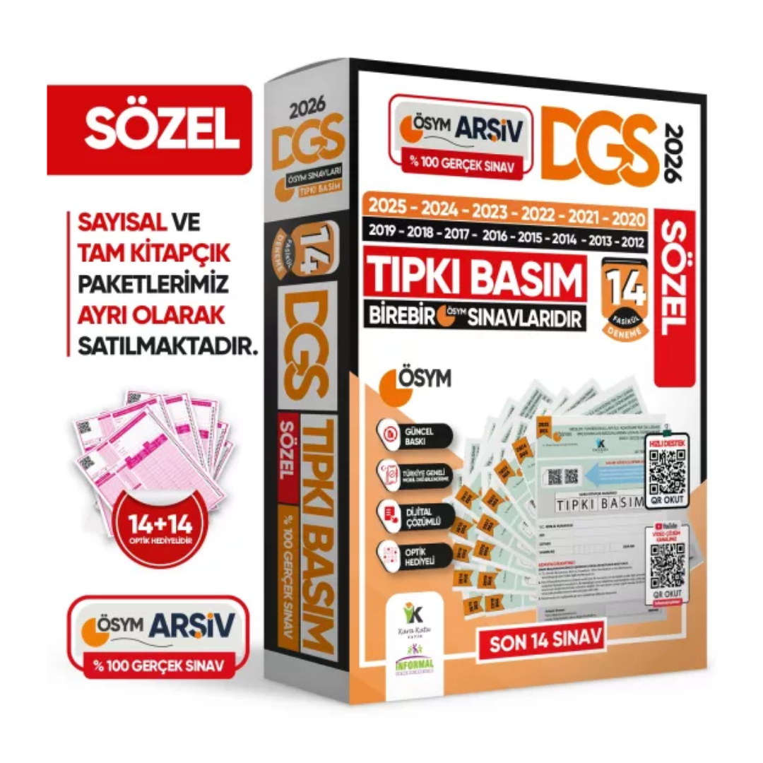 2026 DGS SÖZEL (SÖZ) ÖSYM Çıkmış Soru Tıpkı Basım 14lü Deneme Kitapçığı Türkiye Geneli Çözümlü İnformal Yayınları