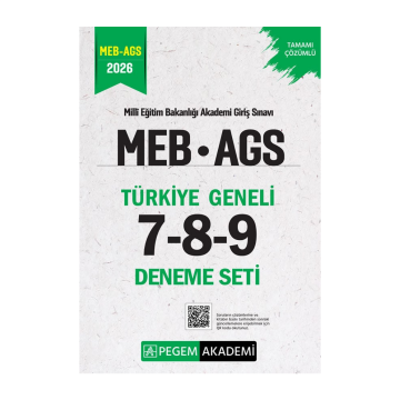 Pegem Yayınları 2026 MEB AGS Tamamı Çözümlü Türkiye Geneli 7-8-9 (3'lü Deneme Seti)