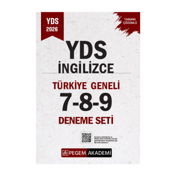 Pegem Yayınları 2026 YDS İngilizce Tamamı Çözümlü Türkiye Geneli 7-8-9 (3'lü Deneme Seti)