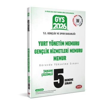 Data Yayınları 2026 Gençlik ve Spor Bakanlığı Yurt Yönetim Memuru Gençlik Hizmetleri Memuru Memur Tamamı Çözümlü 5 Deneme Sınavı
