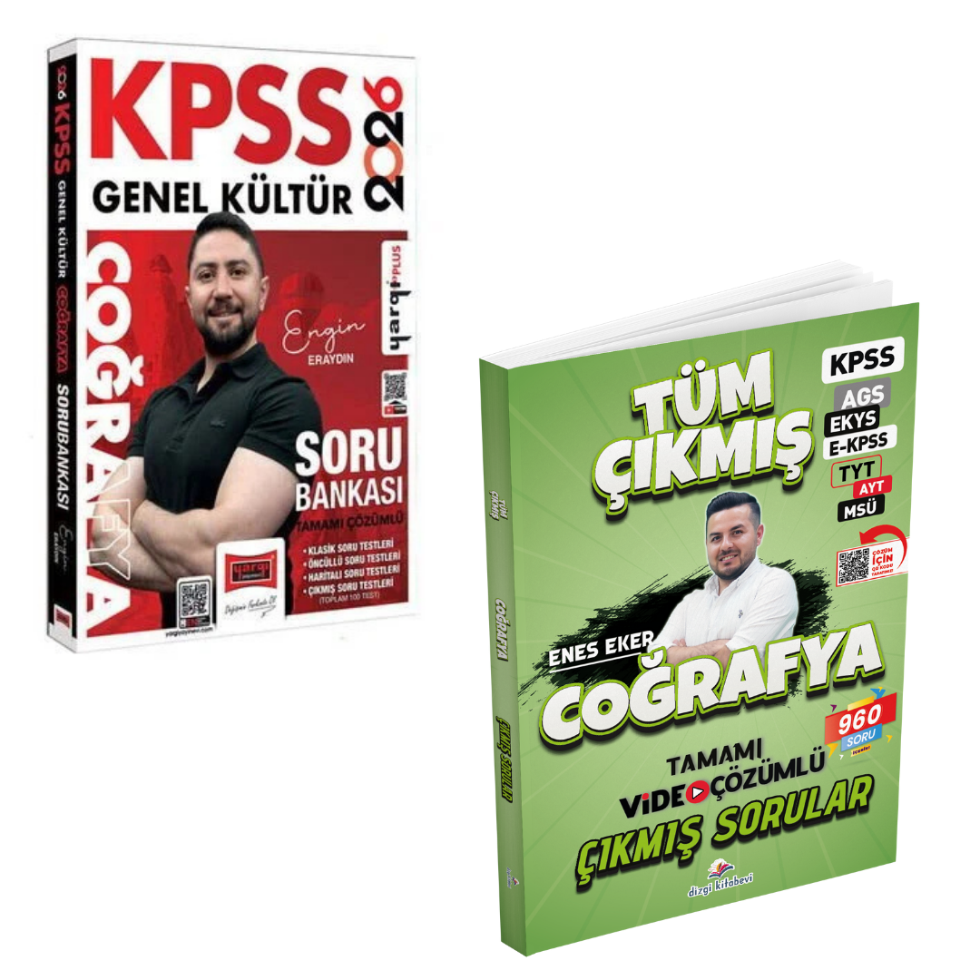 Yargı Yayınları 2026 KPSS Genel Kültür Coğrafya Soru Bankası ve Dizgi Kitap Coğrafya Tüm Sınavlar Tamamı Video Çözümlü Çıkmış Sorular 2'li Set