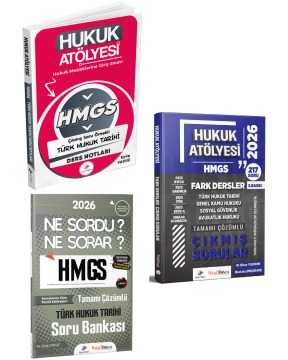Dizgi Kitap 2026 Hukuk Atölyesi HMGS Sınavı Çıkmış Soru Örnekli Türk Hukuk Tarihi Ders Notları, Soru Bankası ve Fark Dersler Çıkmış Sorular Seti