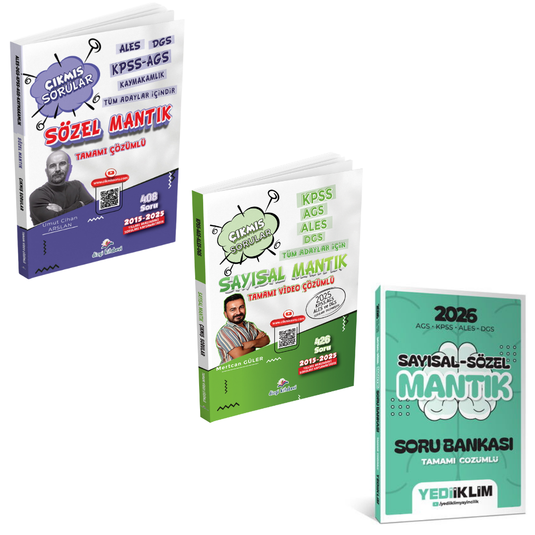 Dizgi Kitap ALES DGS KPSS AGS Tüm Adaylar İçin Sayısal ve Sözel Mantık Çıkmış Sorular ve Yediiklim Soru Bankası Seti