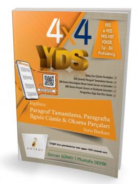 Pelikan Yayınları 4x4 YDS Seti 2. Kitap Paragraf Tamamlama, Paragrafta İlgisiz Cümle ve Okuma Parçaları