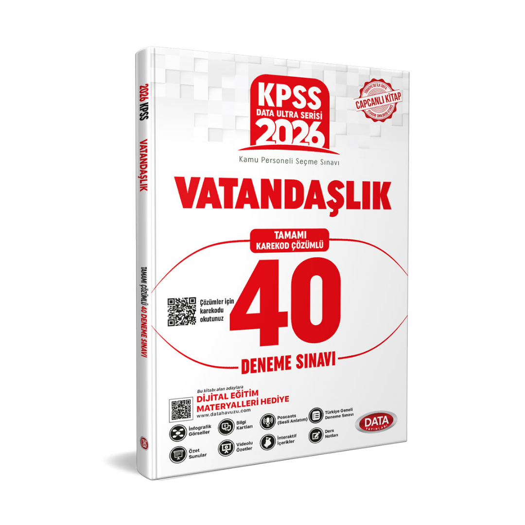 2026 KPSS Ultra Serisi Vatandaşlık Tamamı Çözümlü 40 Deneme Sınavı Data Yayınları