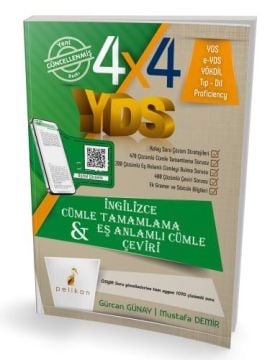 Pelikan Yayınları 4x4 YDS Seti 1. Kitap Cümle Tamamlama, Çeviri ve Eş Anlamlı Cümle