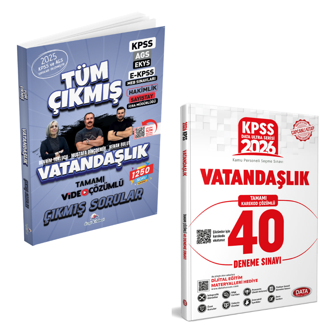 Dizgi Kitap 2026 Vatandaşlık Tüm Sınavlar Çıkmış Sorular & KPSS Vatandaşlık 40 Deneme Sınavı Data Yayınları Seti