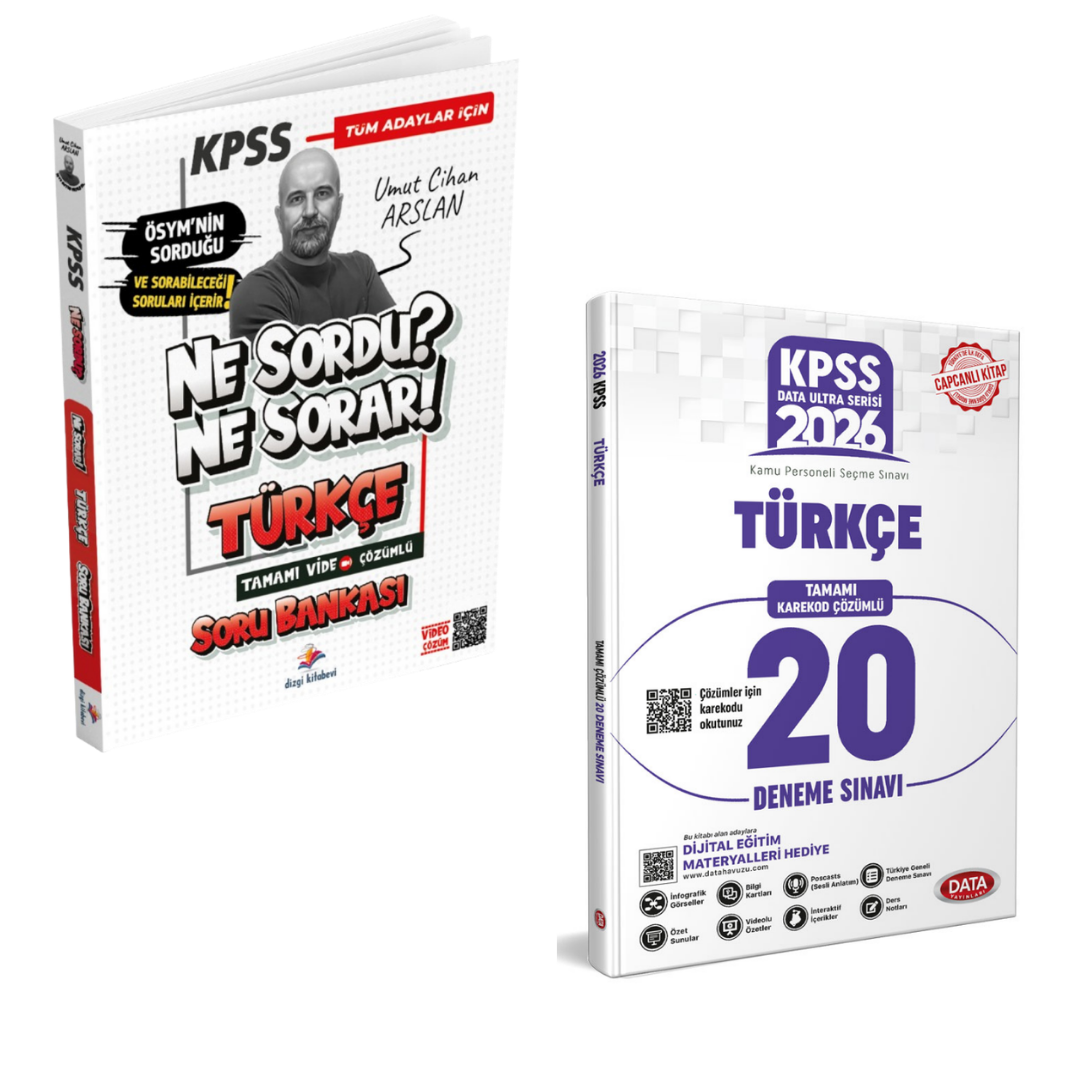 Dizgi Kitap 2026 KPSS Tüm Adaylar İçin Türkçe Soru Bankası & KPSS Türkçe 20 Deneme Sınavı Data Yayınları Seti