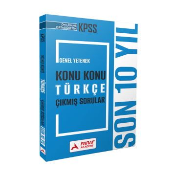 Paraf Akademi Yayınları KPSS Ön Lisans - Ortaöğretim Son 10 Yıl Konu Konu Türkçe Çıkmış Sorular