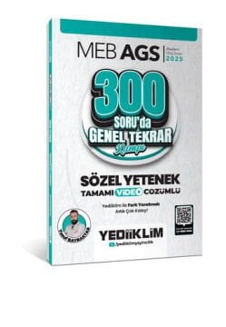 2025 MEB AGS Sözel Yetenek 300 Soruda Tamamı Video Çözümlü Genel Tekrar Kampı Yediiklim Yayınları