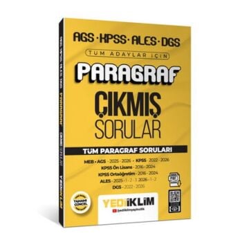 Yediiklim Yayınları 2027 AGS KPSS ALES DGS Tüm Adaylar İçin Paragraf Tamamı PDF Çözümlü Çıkmış Sorular