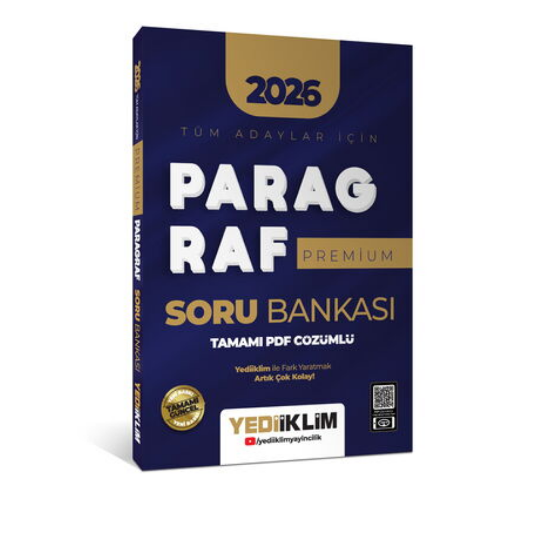 2026 Tüm Adaylar İçin Paragraf Premium Tamamı PDF Çözümlü Soru Bankası Yediiklim Yayınları