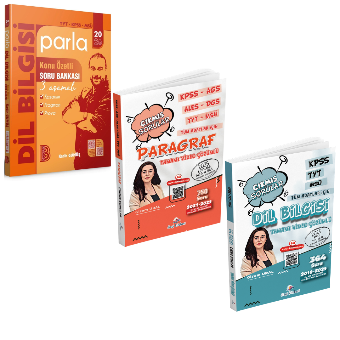 Dizgi Kitap Tüm Adaylar İçin Paragraf Çıkmış Sorular & Tüm Adaylar İçin Dil Bilgisi Çıkmış Sorular Gizem Ural & Parla Dilbilgisi Konu Özetli Soru Bankası Kadir Gümüş Benim Hocam Seti