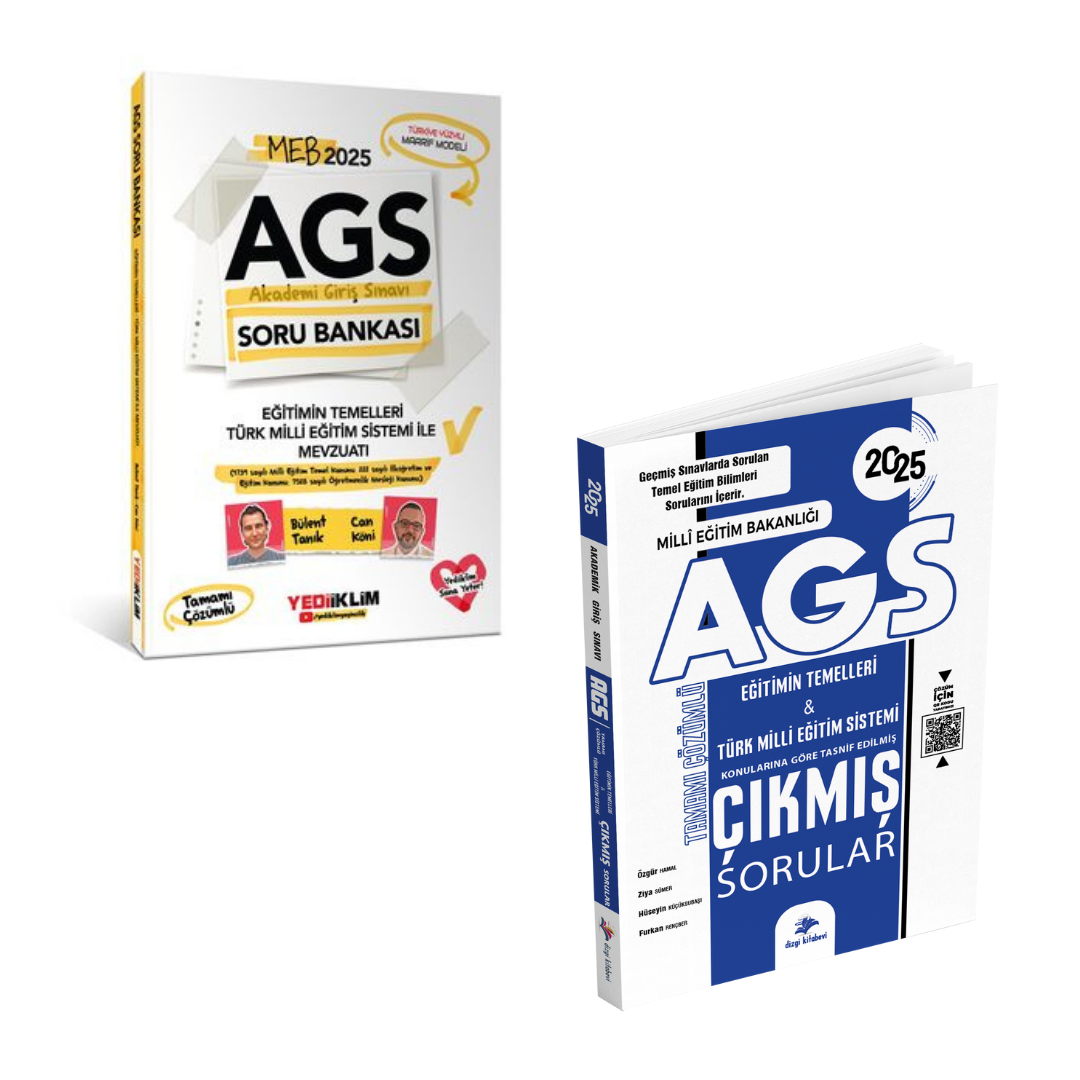 Yediiklim Yayınları 2025 MEB AGS Eğitimin Temelleri Türk Milli Eğitimi Sistemi ile Mevzuatı Tamamı Çözümlü Soru Bankası ve Dizgi Kitap MEB AGS Tamamı Video Çözümlü Eğitimin Temelleri Çıkmış Sorular Seti