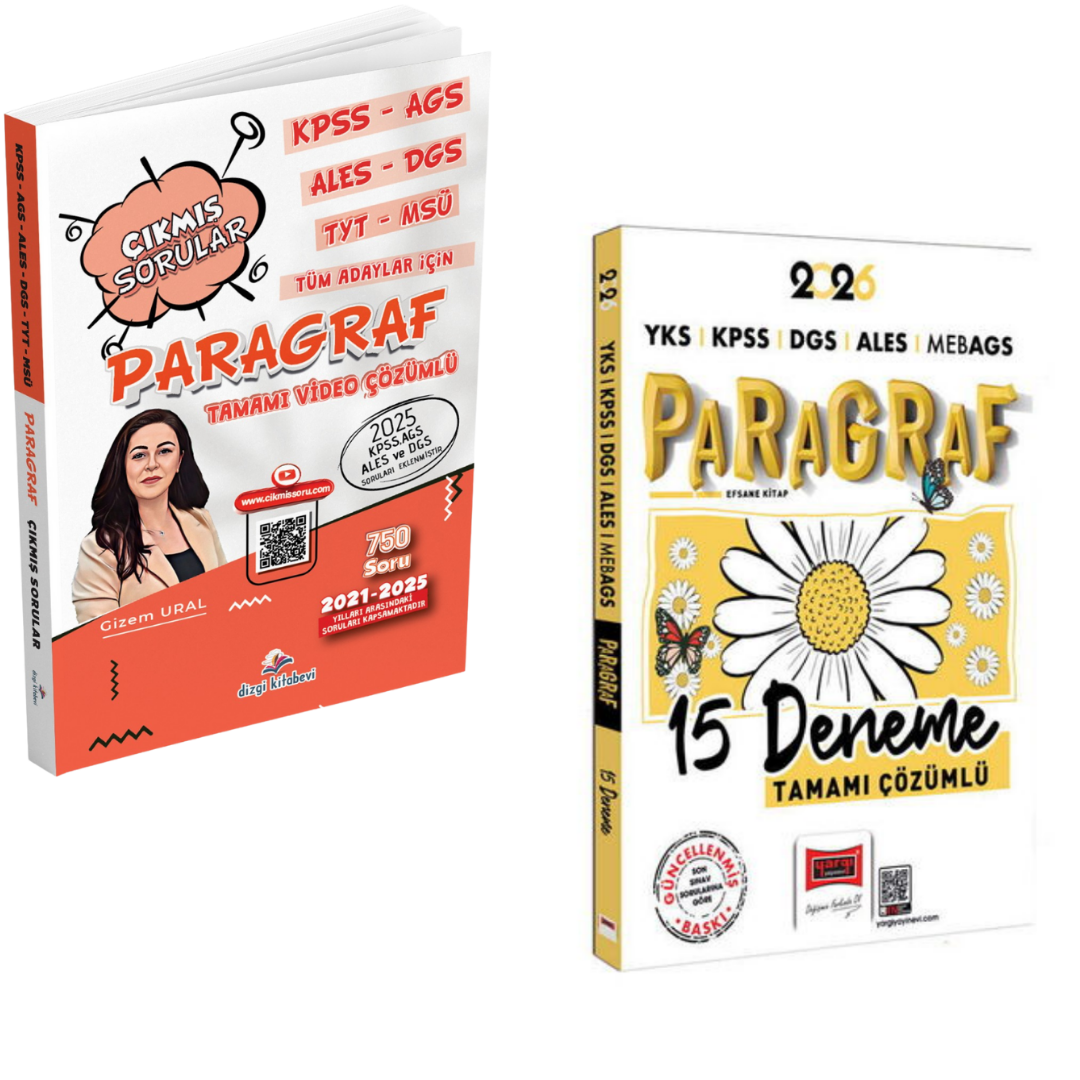 Dizgi Kitap KPSS AGS ALES DGS TYT MSÜ Tüm Adaylar İçin Paragraf Çıkmış Sorular ve YKS KPSS DGS ALES MEB-AGS Papatya Serisi Paragraf Tamamı Çözümlü 15 Deneme Yargı Yayınları Seti