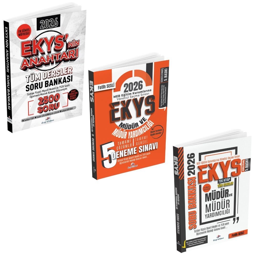 Dizgi Kitap 2026 MEB EKYS Müdür ve Müdür Yardımcılığı Ekys'nin Anahtarı Tüm Dersler Soru Bankası 2500 Soru & MEB EKYS Müdür ve Müdür Yardımcılığı 5`li Deneme ve MEB EKYS Müdür ve Müdür Yardımcılığı Soru Bankası Seti