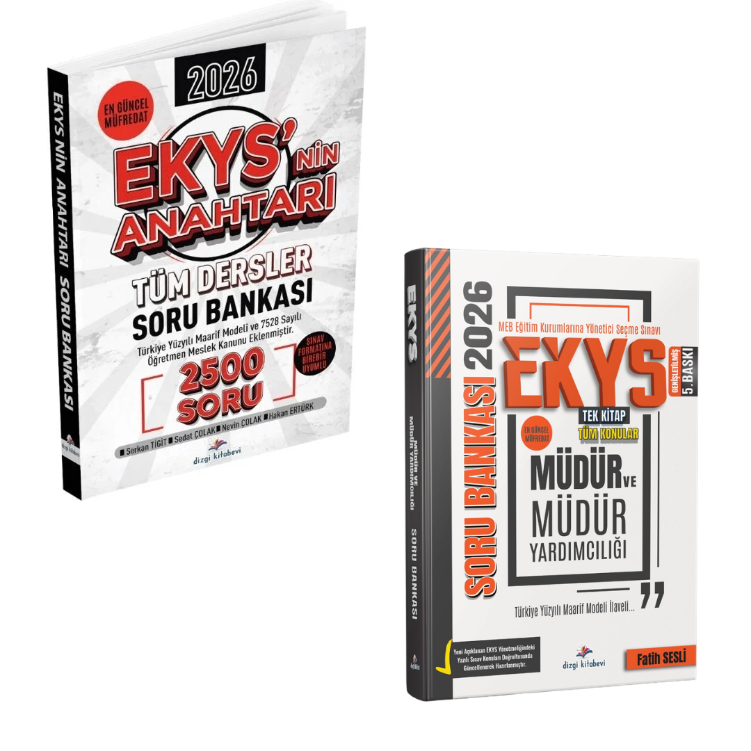 Dizgi Kitap 2026 MEB EKYS Müdür ve Müdür Yardımcılığı Ekys'nin Anahtarı Tüm Dersler Soru Bankası 2500 Soru ve MEB EKYS Müdür ve Müdür Yardımcılığı Soru Bankası