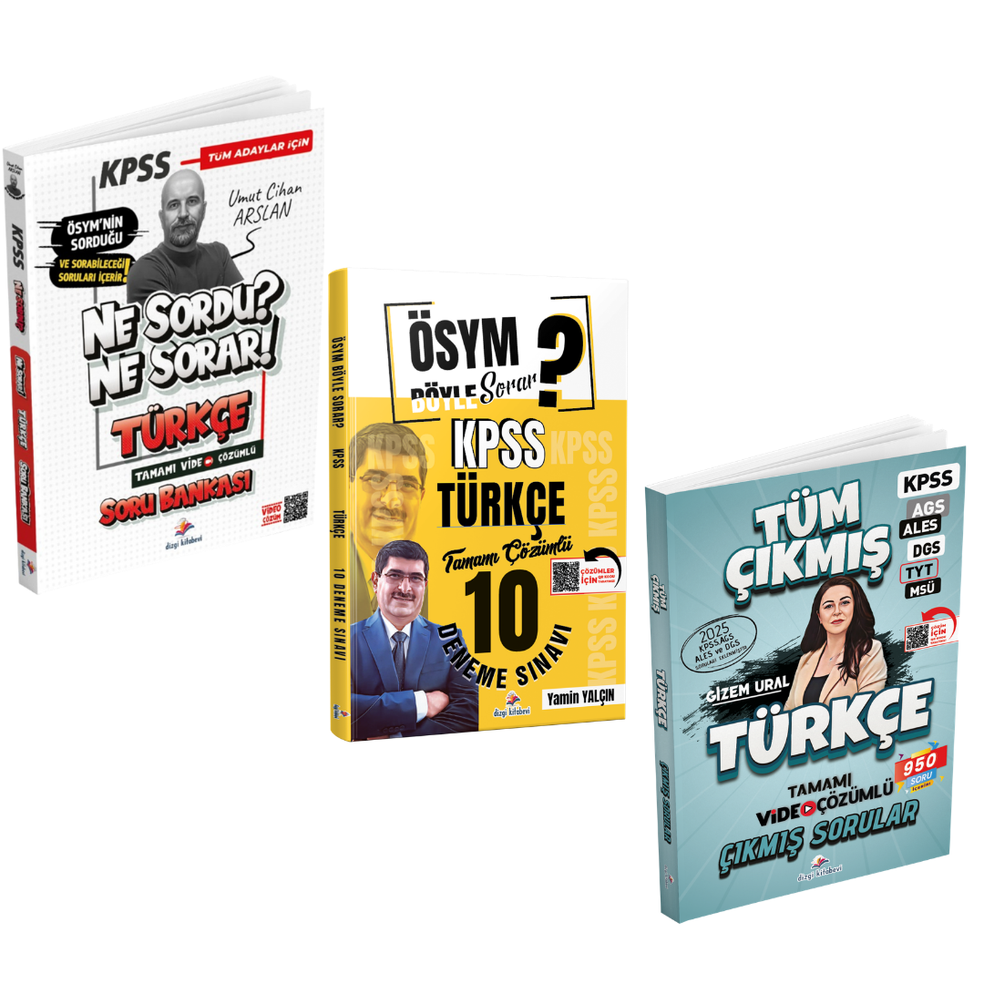 Dizgi Kitap 2026 KPSS Tüm Adaylar İçin Türkçe Soru Bankası & KPSS Türkçe 10 Deneme & Türkçe Tüm Sınavlar Çıkmış Sorular Seti