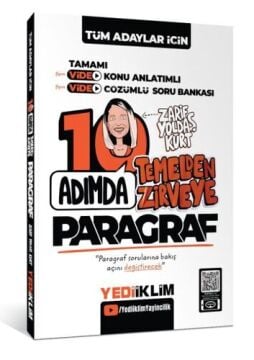 Yediiklim Yayınları Tüm Adaylar İçin 10 Adımda Paragraf Video Konu Anlatımlı ve Video Çözümlü Soru Bankası Zarif Yoldaş Kurt