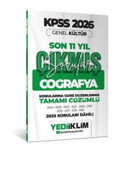 Yediiklim Yayınları 2026 KPSS Genel Kültür Coğrafya Konularına Göre Tamamı Çözümlü Son 11 Yıl Çıkmış Sorular