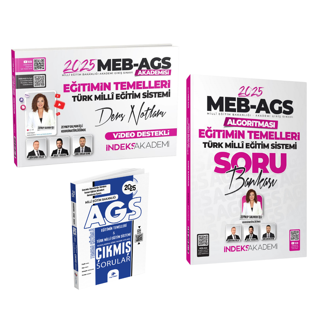 2025 Dizgi Kitap Meb Ags Eğitimin Temelleri Video Çözümlü Çıkmış Sorular ve İndeks Akademi Meb Ags Eğitimin Temelleri Ders Notları, Soru Bankası Seti