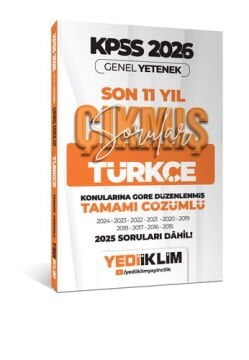 Yediiklim Yayınları 2026 KPSS Genel Yetenek Türkçe Konularına Göre Tamamı Çözümlü Son 11 Yıl Çıkmış Sorular