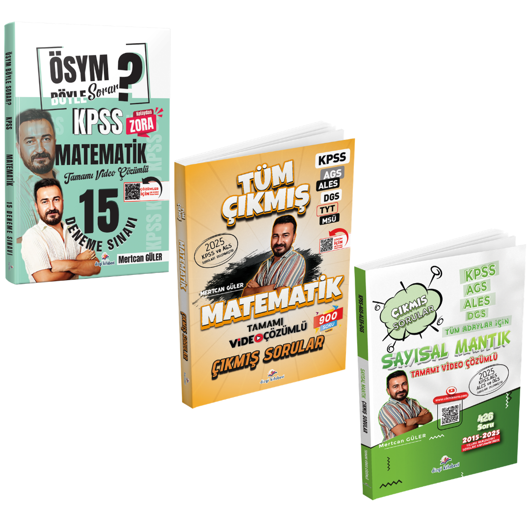 Dizgi Kitap ÖSYM Böyle Sorar 2026 KPSS Matematik 15 Deneme & Matematik Tüm Sınavlar Çıkmış Sorular & Tüm Adaylar Sayısal Mantık Çıkmış Sorular Mertcan Güler Seti