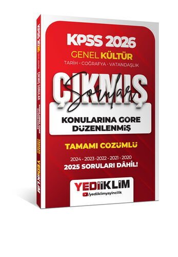 2026 KPSS Genel Kültür Konularına Göre Düzenlenmiş Tamamı Çözümlü Çıkmış Sorular Yediiklim Yayınları