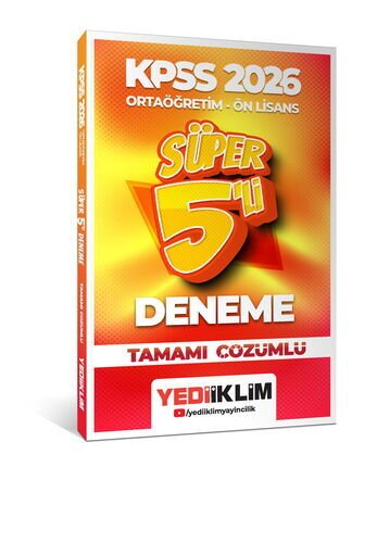2026 KPSS Ortaöğretim Ön Lisans Genel Yetenek Genel Kültür Tamamı Çözümlü Süper 5 Deneme Yayınları