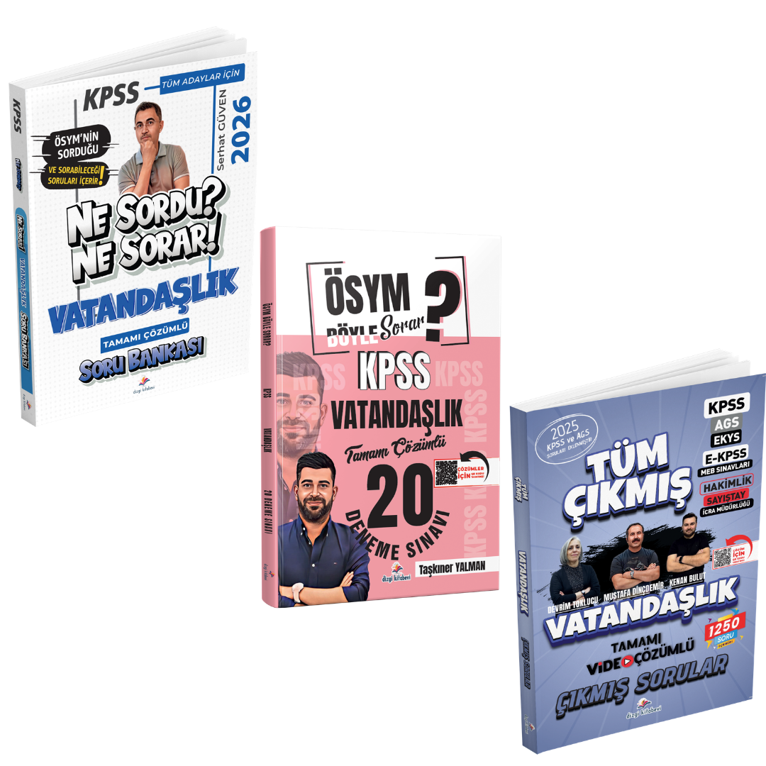 Dizgi Kitap 2026 KPSS Tüm Adaylar İçin Vatandaşlık Soru Bankası & KPSS Vatandaşlık 20 Deneme & Vatandaşlık Tüm Sınavlar Çıkmış Sorular Seti