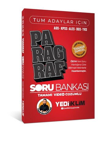 AGS KPSS ALES DGS YKS Tüm Adaylar İçin Paragraf Tamamı Video Çözümlü Soru Bankası Yediiklim Yayınları