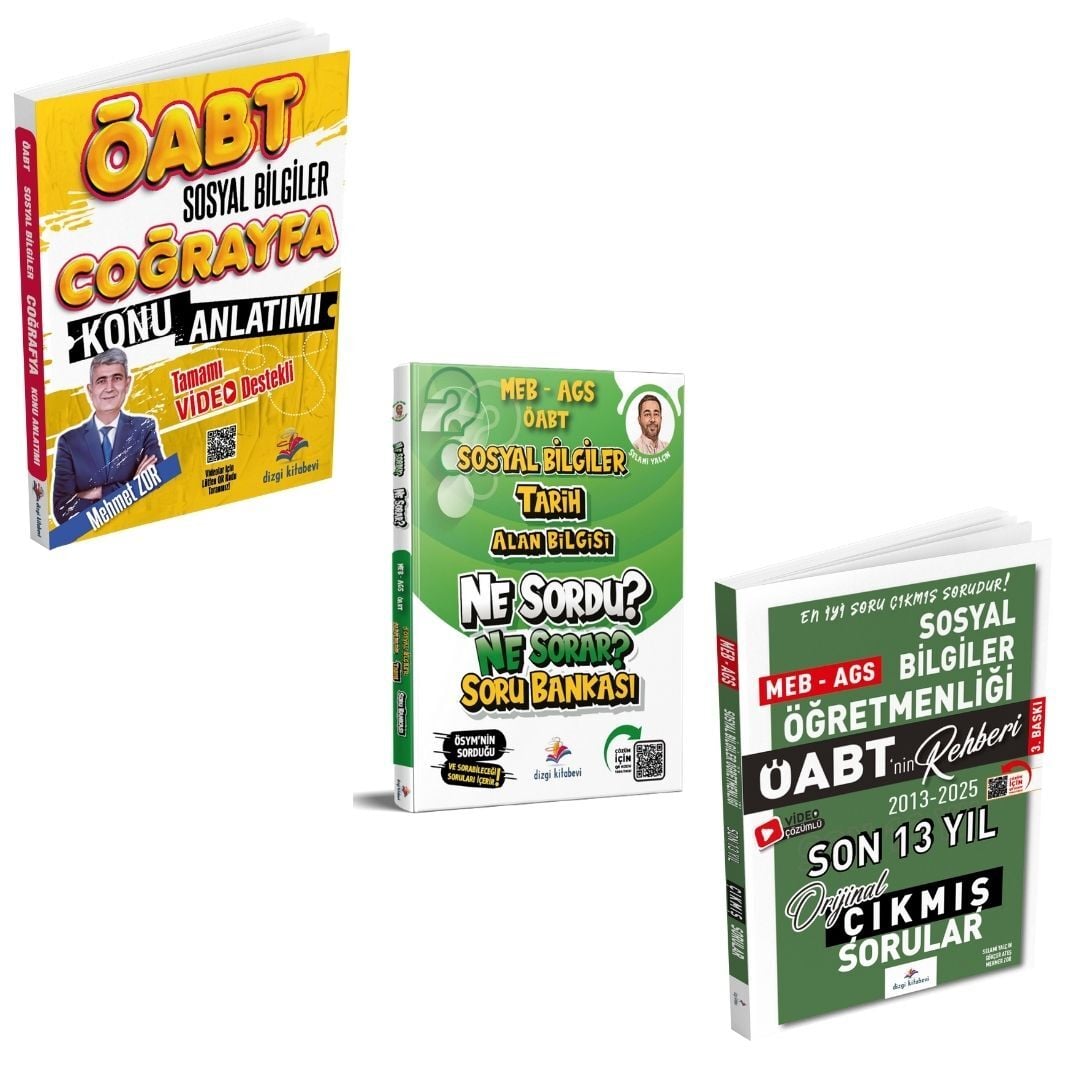 Dizgi Kitap 2026 KPSS ÖABT Sosyal Bilgiler Coğrafya Konu Anlatımı & Sosyal Bilgiler Tarih Ne Sordu Ne Sorar Soru Bankası ve ÖABT Sosyal Bilgiler Son 13 Yıl Çıkmış Sınav Soruları Seti