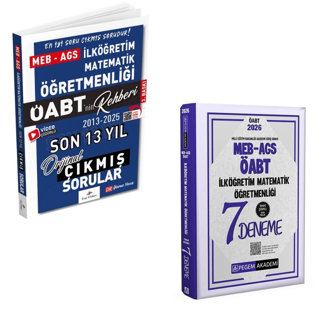 Dizgi Kitap 2026 Meb Ags ÖABT İlköğretim Matematik Son 13 Yıl Orijinal Çıkmış Sınav Soruları ve MEB AGS ÖABT İlköğretim Matematik Öğretmenliği Tamamı Çözümlü 7 Deneme Seti