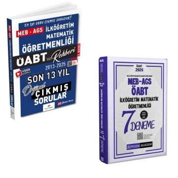 Dizgi Kitap 2026 MEB-AGS ÖABT İlköğretim Matematik Son 13 Yıl Orijinal Çıkmış Sınav Soruları ve Pegem Yayınları İlköğretim Matematik Öğretmenliği Tamamı Çözümlü 7 Deneme Seti