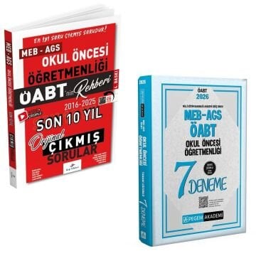 Dizgi Kitap 2026 Meb Ags ÖABT Okul Öncesi Öğretmenliği Son 10 Yıl Orijinal Çıkmış Sınav Soruları ve MEB AGS ÖABT Okul Öncesi Öğretmenliği Tamamı Çözümlü 7 Deneme Pegem Yayınları Seti