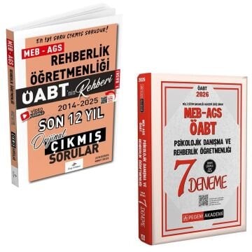 Dizgi Kitap 2026 MEB-AGS ÖABT Rehberlik Öğretmenliği Son 12 Yıl Orijinal Çıkmış Sınav Soruları ve Pegem Yayınları Psikolojik Danışma Rehberlik Öğretmenliği Tamamı Çözümlü 7 Deneme Seti