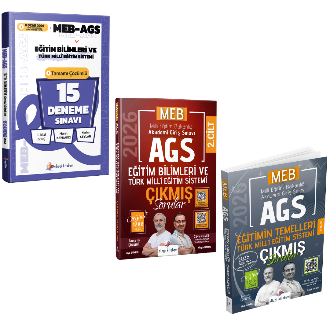 Dizgi Kitap 2026 MEB AGS Eğitim Bilimleri ve Türk Milli Eğitim Sistemi 15 Deneme & MEB AGS Eğitim Bilimleri ve Türk Milli Eğitim Sistemi Eğitimin Temelleri Çıkmış Sorular Seti