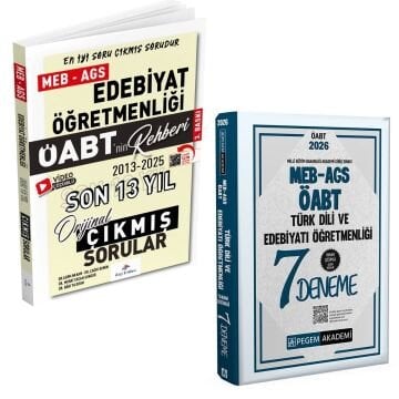 Dizgi Kitap 2026 MEB-AGS ÖABT Edebiyat Öğretmenliği Son 13 Yıl Orijinal Çıkmış Sınav Soruları ve Pegem Yayınları Türk Dili Edebiyatı Öğretmenliği Tamamı Çözümlü 7 Deneme Seti