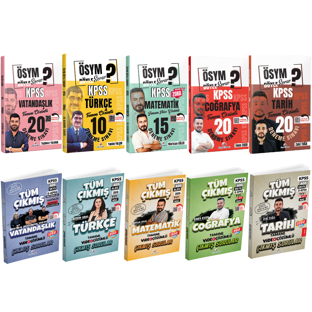 Dizgi Kitap ÖSYM Böyle Sorar 2026 KPSS Türkçe, Matematik, Tarih, Coğrafya ve Vatandaşlık Deneme Sınavı & Türkçe, Matematik, Tarih, Coğrafya ve Vatandaşlık Tüm Sınavlar Tamamı Video Çözümlü Çıkmış Sorular Seti
