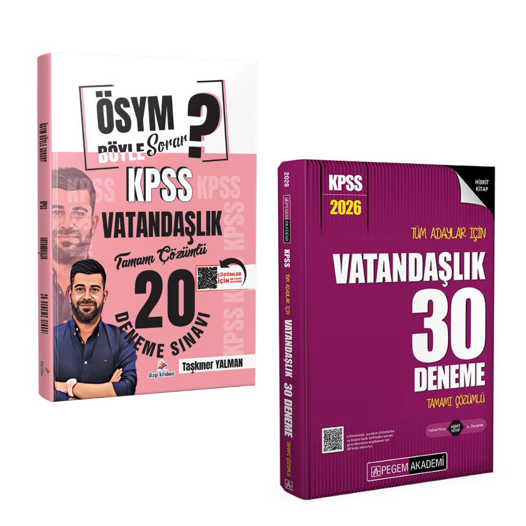 Dizgi Kitap ÖSYM Böyle Sorar 2026 KPSS Vatandaşlık 20 Deneme & KPSS Tüm Adaylar İçin Vatandaşlık 30 Deneme Pegem Seti