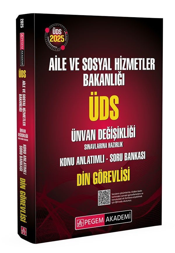 Pegem Akademi 2025 ÜDS Aile ve Sosyal Hizmetler Bakanlığı Ünvan Değişikliği Sınavlarına Hazırlık Konu Anlatımlı Soru Bankası DİN GÖREVLİSİ