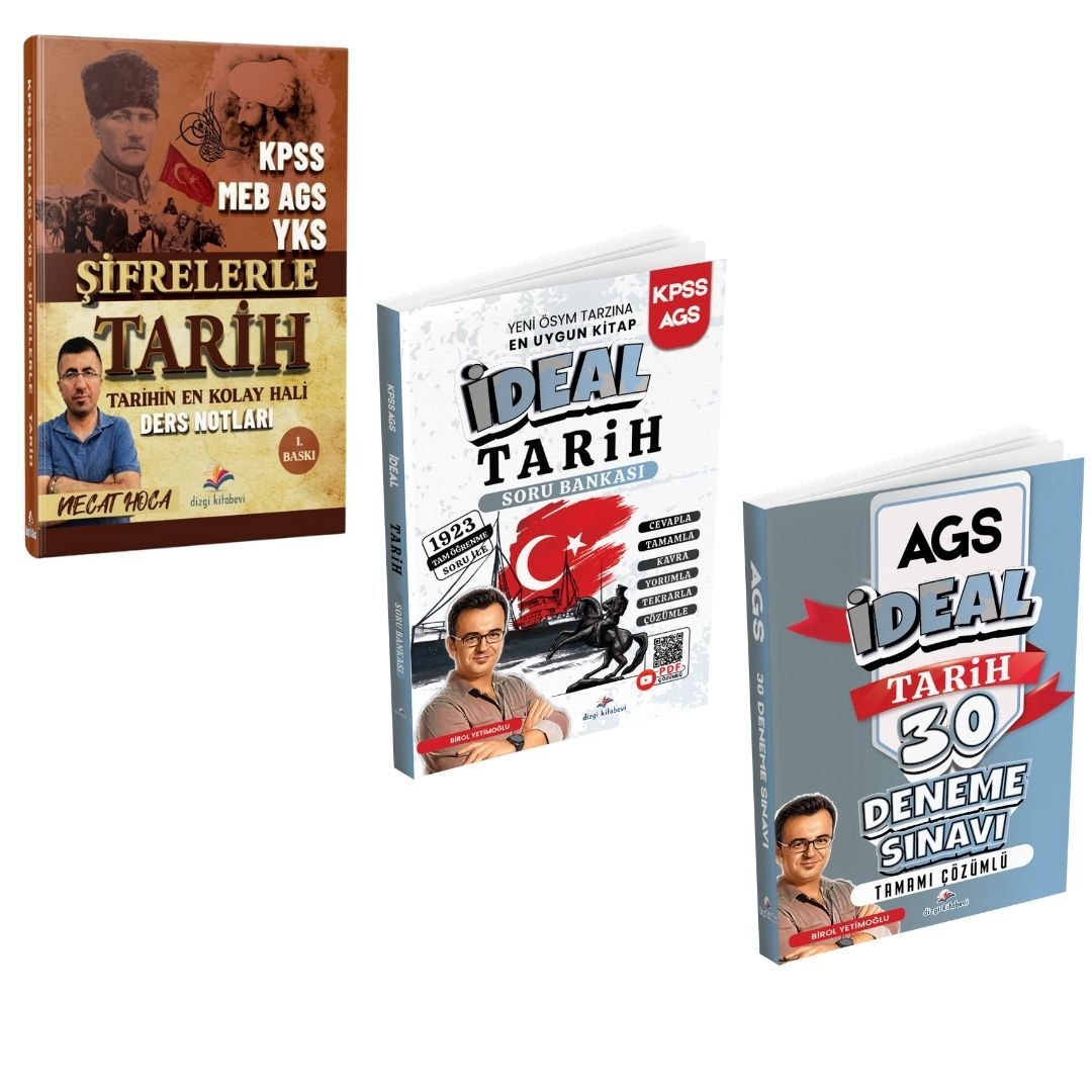 Dizgi Kitap KPSS MEB AGS YKS Şifrelerle Tarih Ders Notları & KPSS MEB AGS İdeal Tarih Soru Bankası ve MEB AGS Tarih Deneme Sınavı Seti