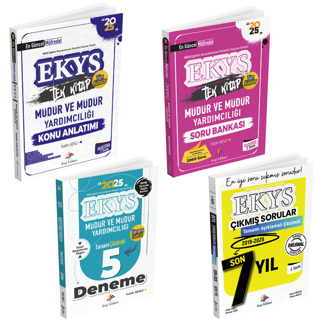 Dizgi Kitap 2025 MEB EKYS Müdür ve Müdür Yardımcılığı Konu Anlatımı, Soru Bankası, Deneme ve Tamamı Çözümlü Çıkmış Sorular Seti﻿ Fatih Sesli
