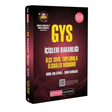 Pegem Yayınları 2026 GYS İçişleri Bakanlığı İlçe Sivil Toplumla İlişkiler Müdürü Konu Anlatımlı Soru Bankası