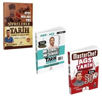 Dizgi Kitap 2026 KPSS MEB AGS YKS Şifrelerle Tarih Ders Notları & Ne Sordu Ne Sorar MEB AGS Tarih Video Çözümlü Soru Bankası ve MasterChef MEB AGS Tarih 30 Branş Deneme Seti